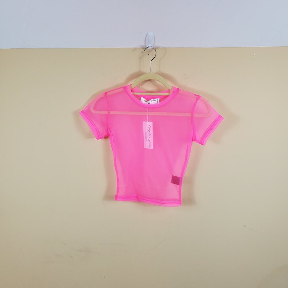 Emma & Sam Pink Mesh Tee Women's Size XS